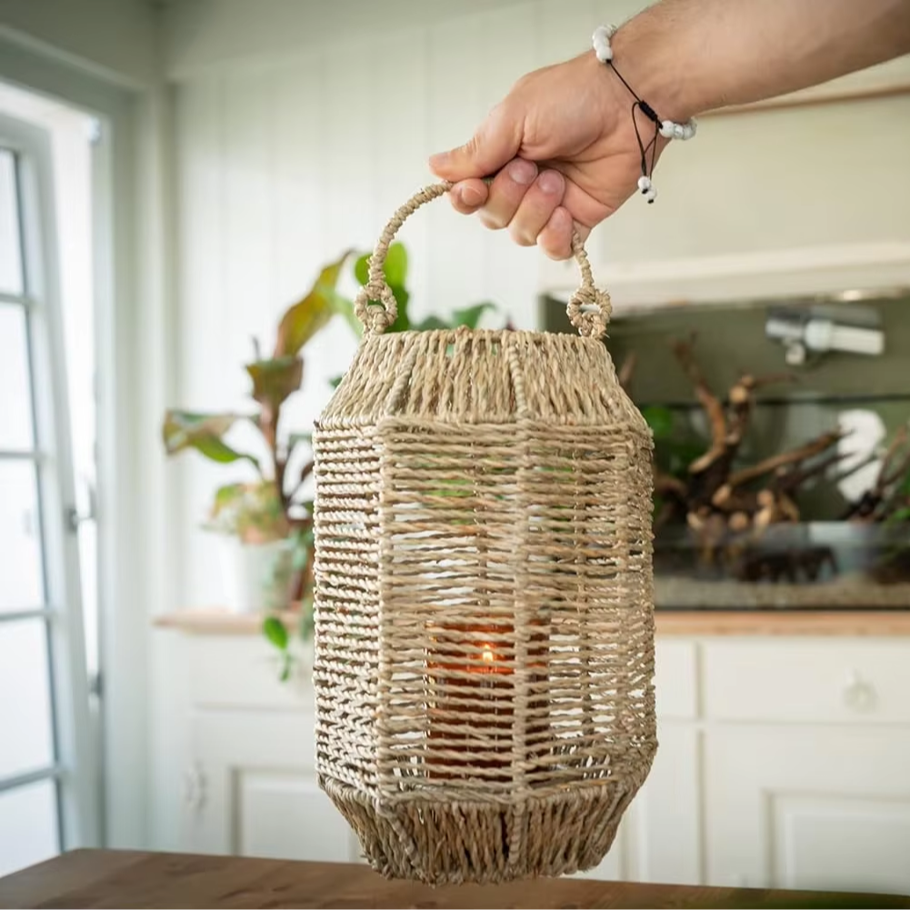 Stylish seagrass lantern to hang or stand indoors and outdoors, Craft Lamps, Home Decor, Eco Friendly Home Decor, Wholesale. 3