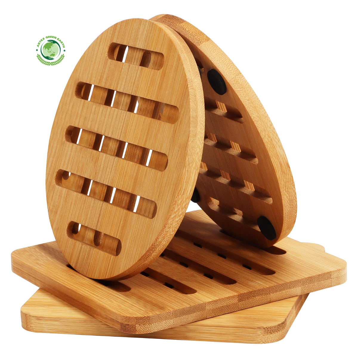 The pot coaster is made from natural,made from bamboo, eco-friendly materials, heat-resistant, durable, and beautiful. 1