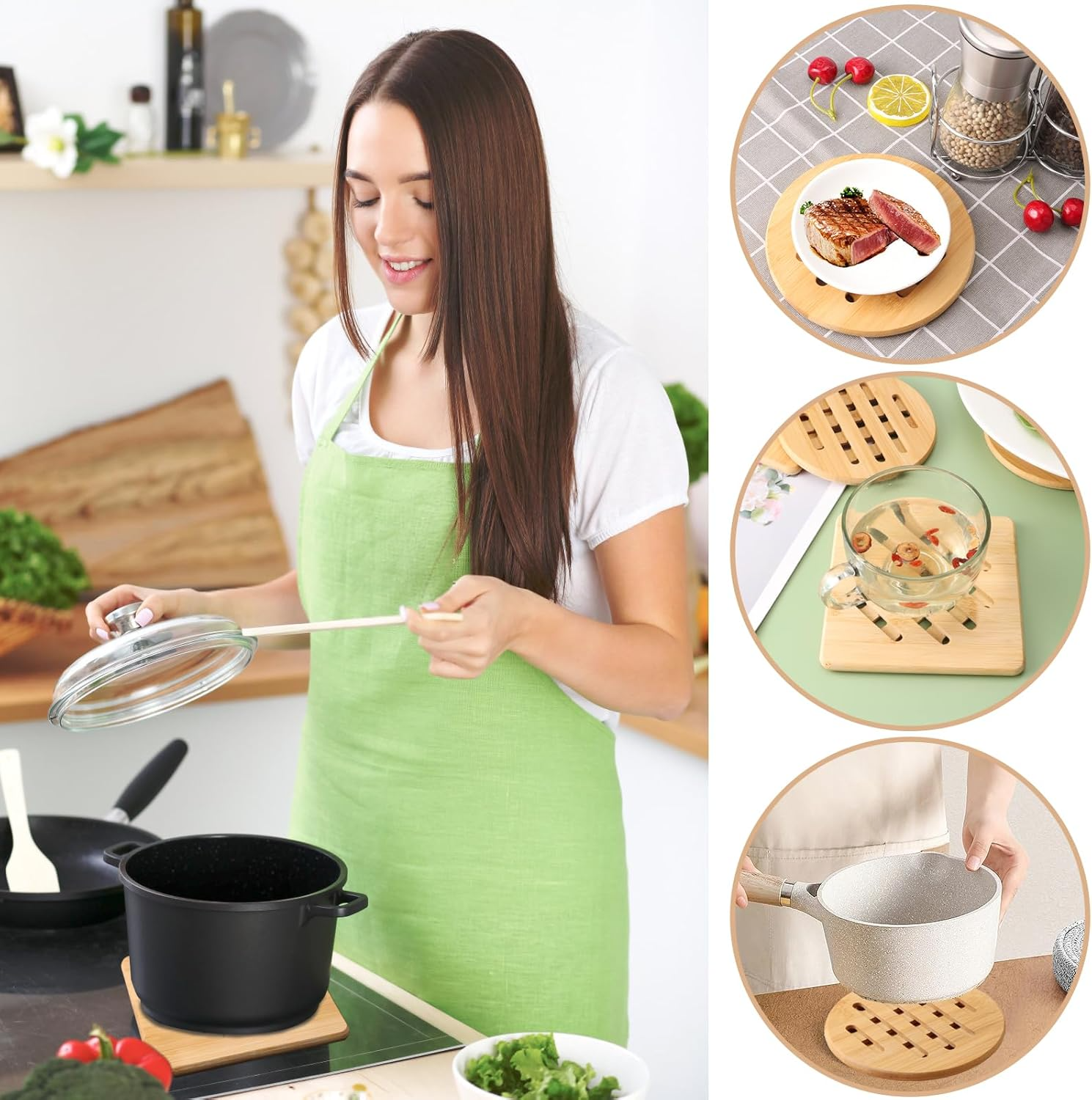 The pot coaster, trivet is made from natural, eco-friendly materials, heat-resistant, durable, and beautiful. 2
