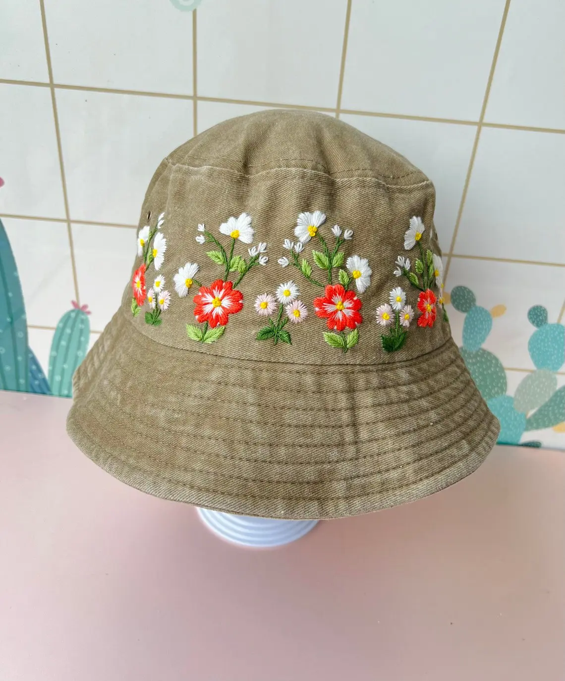 Vintage Floral Embroidered Bucket Hat for Men Winter Corduroy Cap with Wide Brim Top Choice Custom Logo OEM ODM Made in Vietnam 6