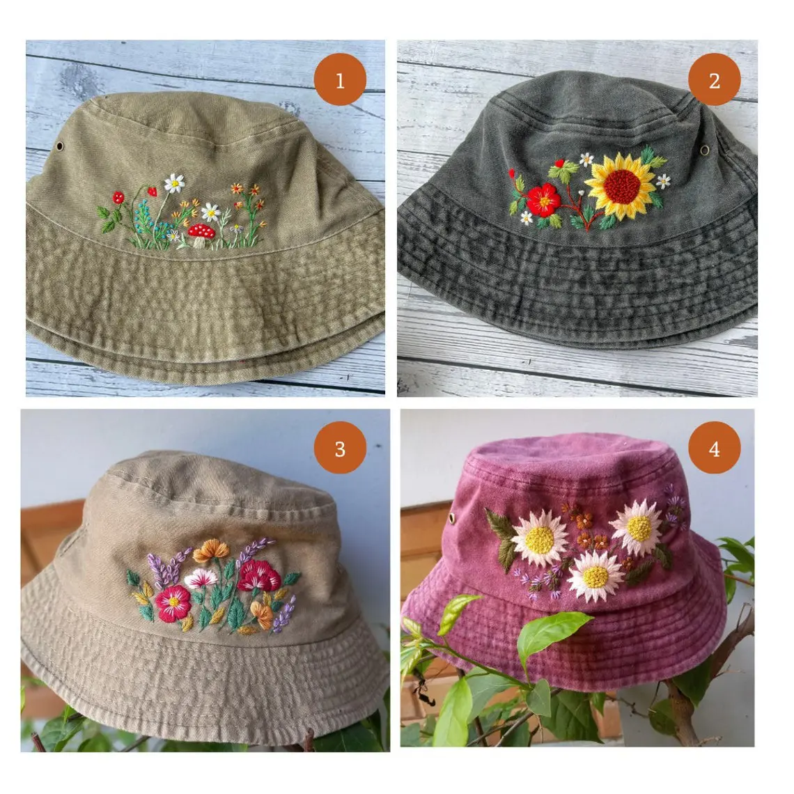 Vintage Floral Embroidered Bucket Hat for Men Winter Corduroy Cap with Wide Brim Top Choice Custom Logo OEM ODM Made in Vietnam 5
