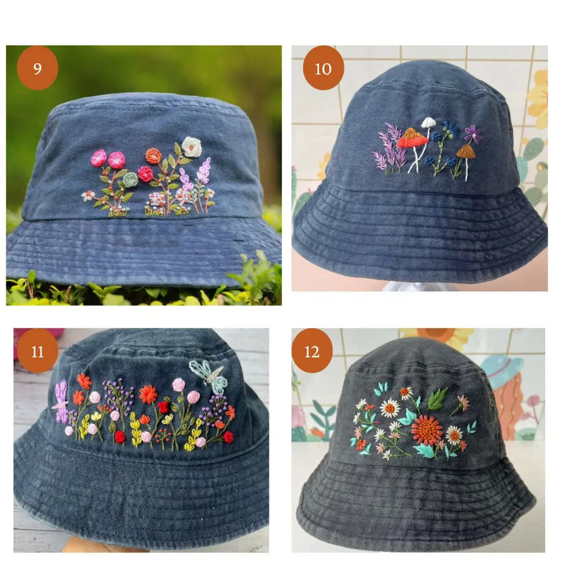 Vintage Floral Embroidered Bucket Hat for Men Winter Corduroy Cap with Wide Brim Top Choice Custom Logo OEM ODM Made in Vietnam 3