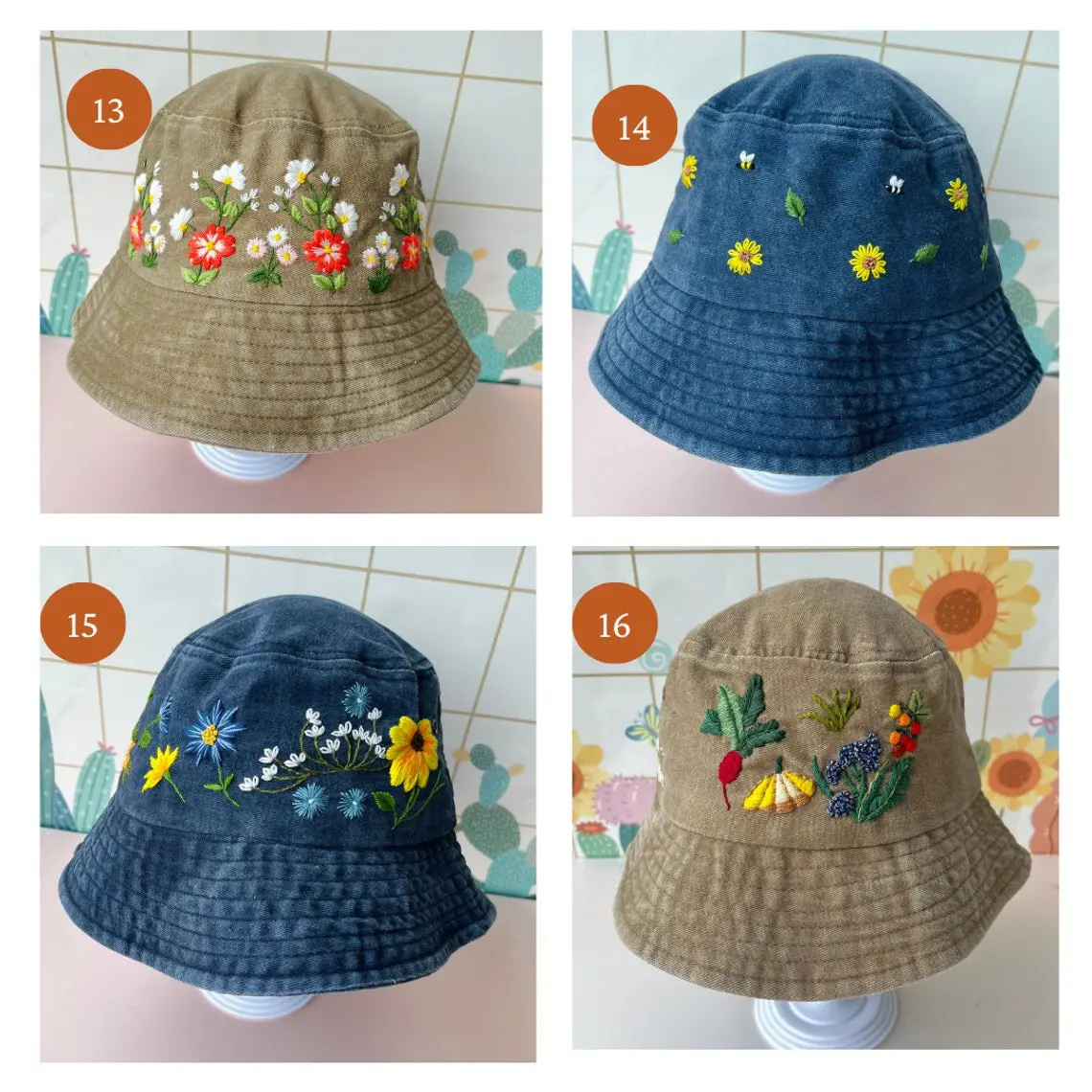 Vintage Floral Embroidered Bucket Hat for Men Winter Corduroy Cap with Wide Brim Top Choice Custom Logo OEM ODM Made in Vietnam 2