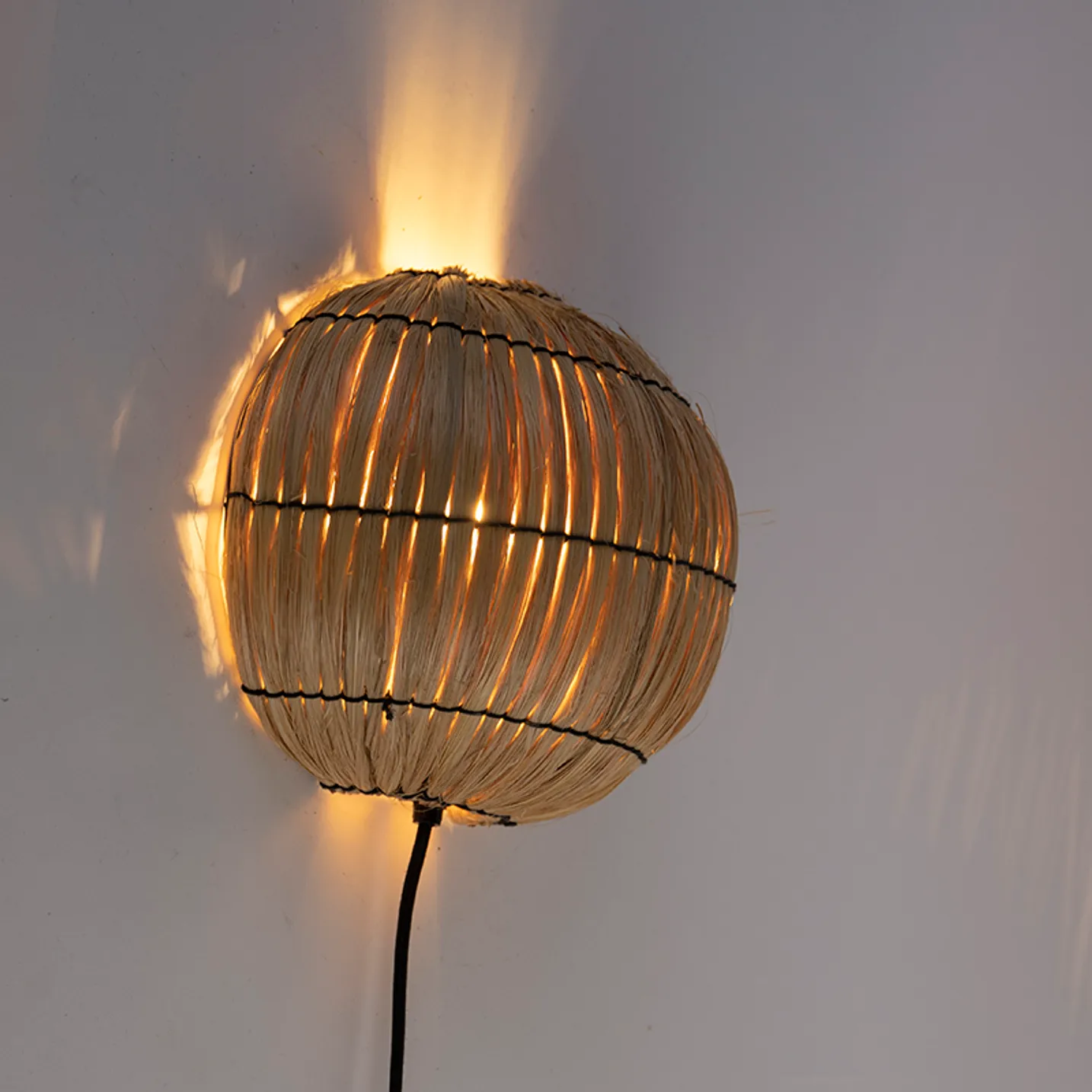 Wall Light Seagrass, Lamps made from handmade materials, home decoration accessories, wholesale. 6