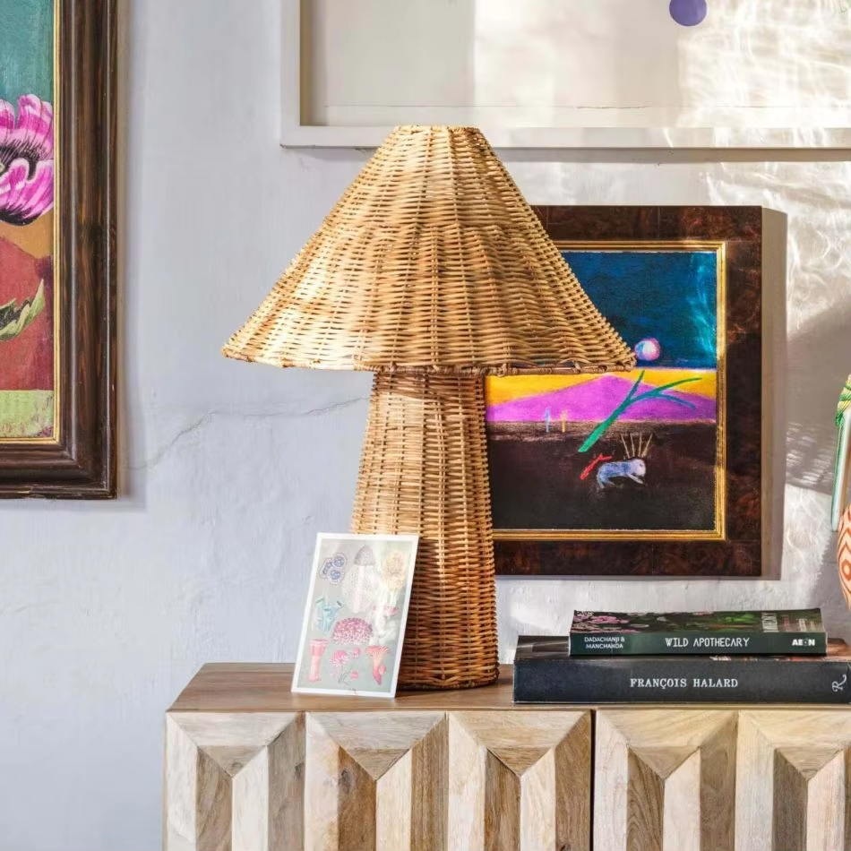 Warm rattan night light for relaxing space, Lamps made from handmade materials, home decoration accessories, wholesale. 5