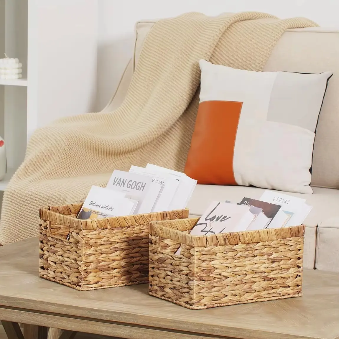 Water hyacinth basket set, Storage basket, home organization accessory highly aesthetic, wholesale available. 5
