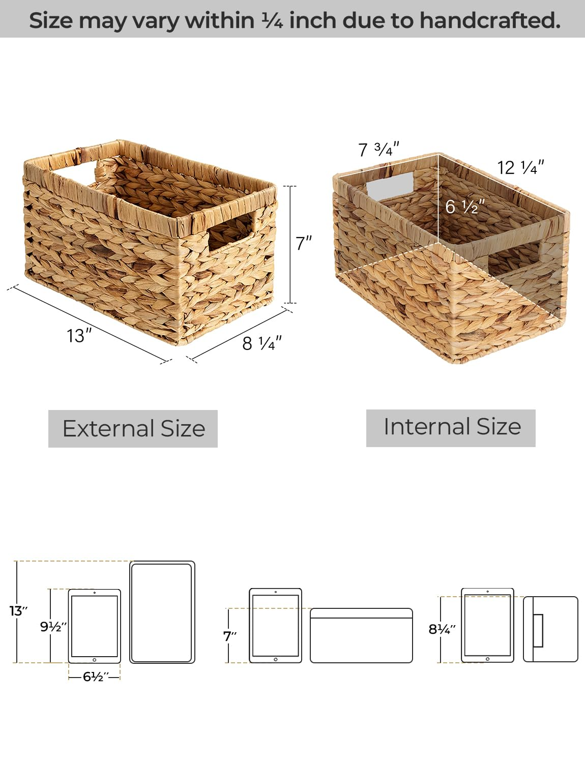 Water hyacinth basket set, Storage basket, home organization accessory highly aesthetic, wholesale available. 3