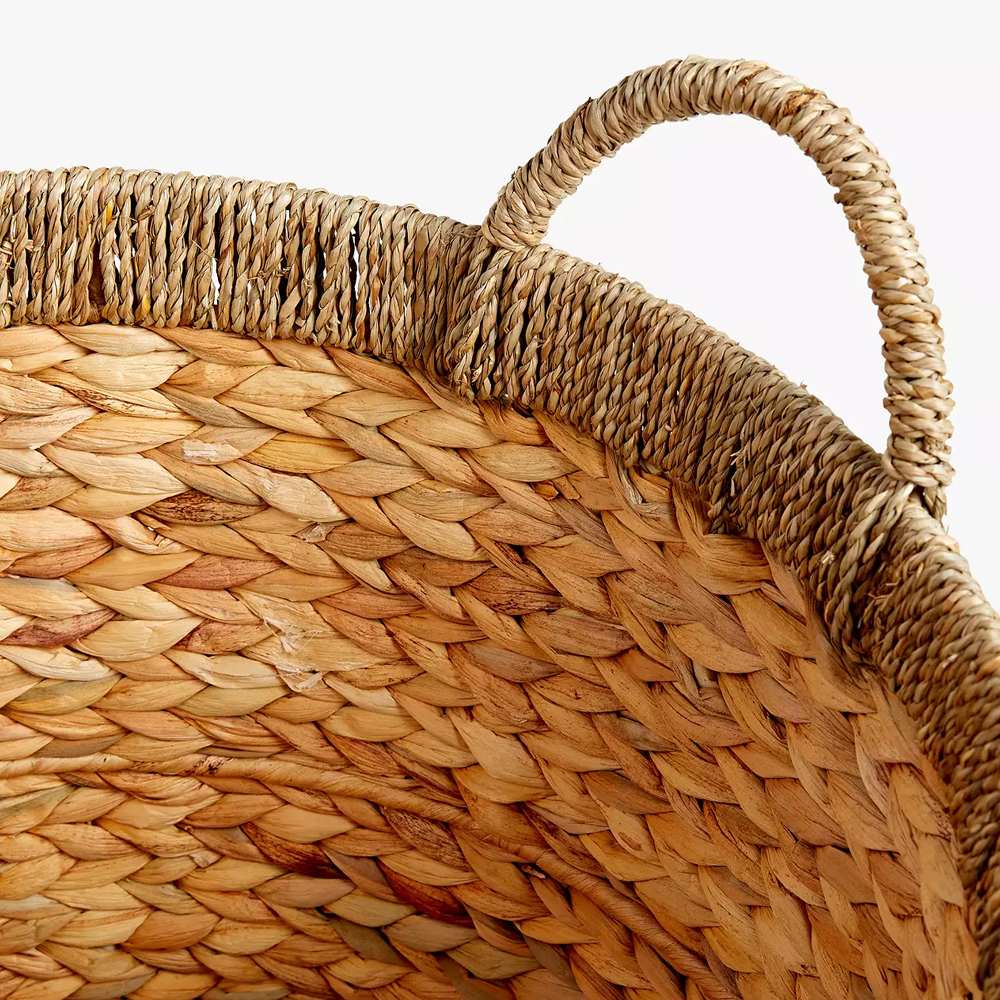 Water hyacinth basket with handle, home organization accessory highly aesthetic, wholesale available. 3