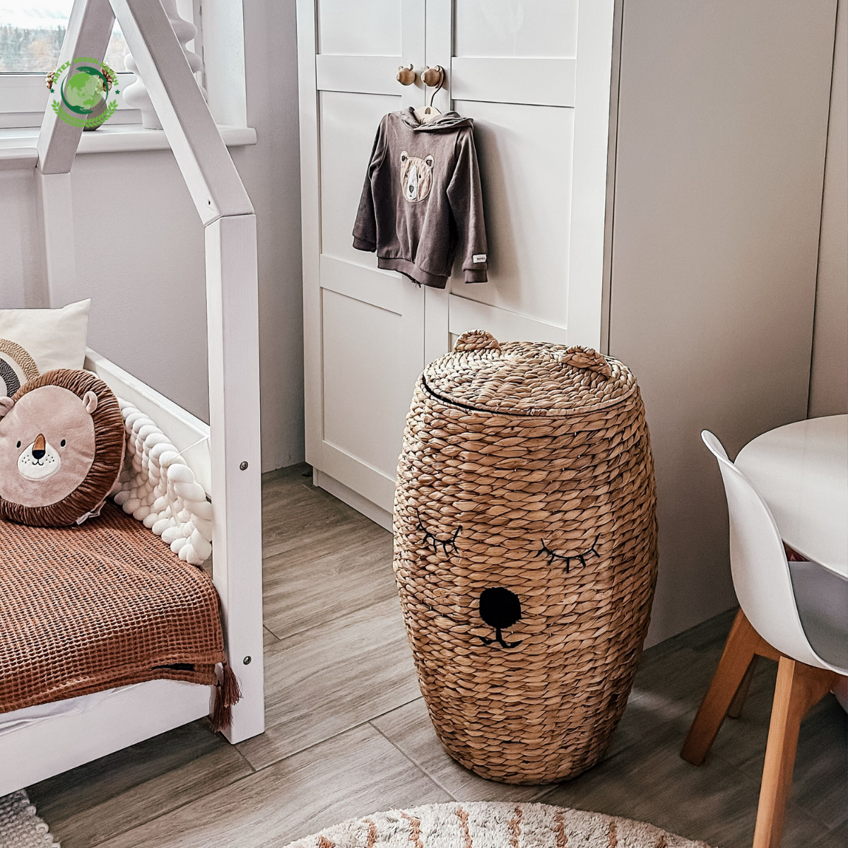 Water Hyacinth Wicker Bear Basket, Home accessories Natural materials that are safe for health and aesthetically pleasing 5