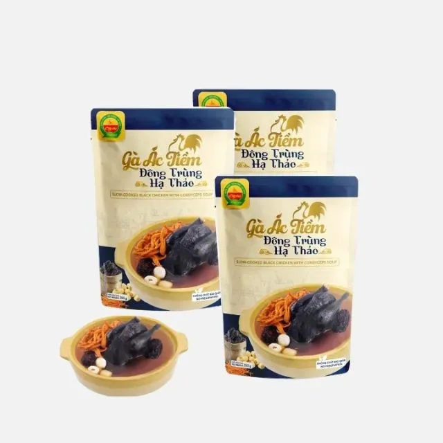 Wholesale 24ps 350g Slow-cooked Black Chicken with Cordyceps nutritious soup ready to eat mre ISO HACCP OEM healthy food Vietnam 4