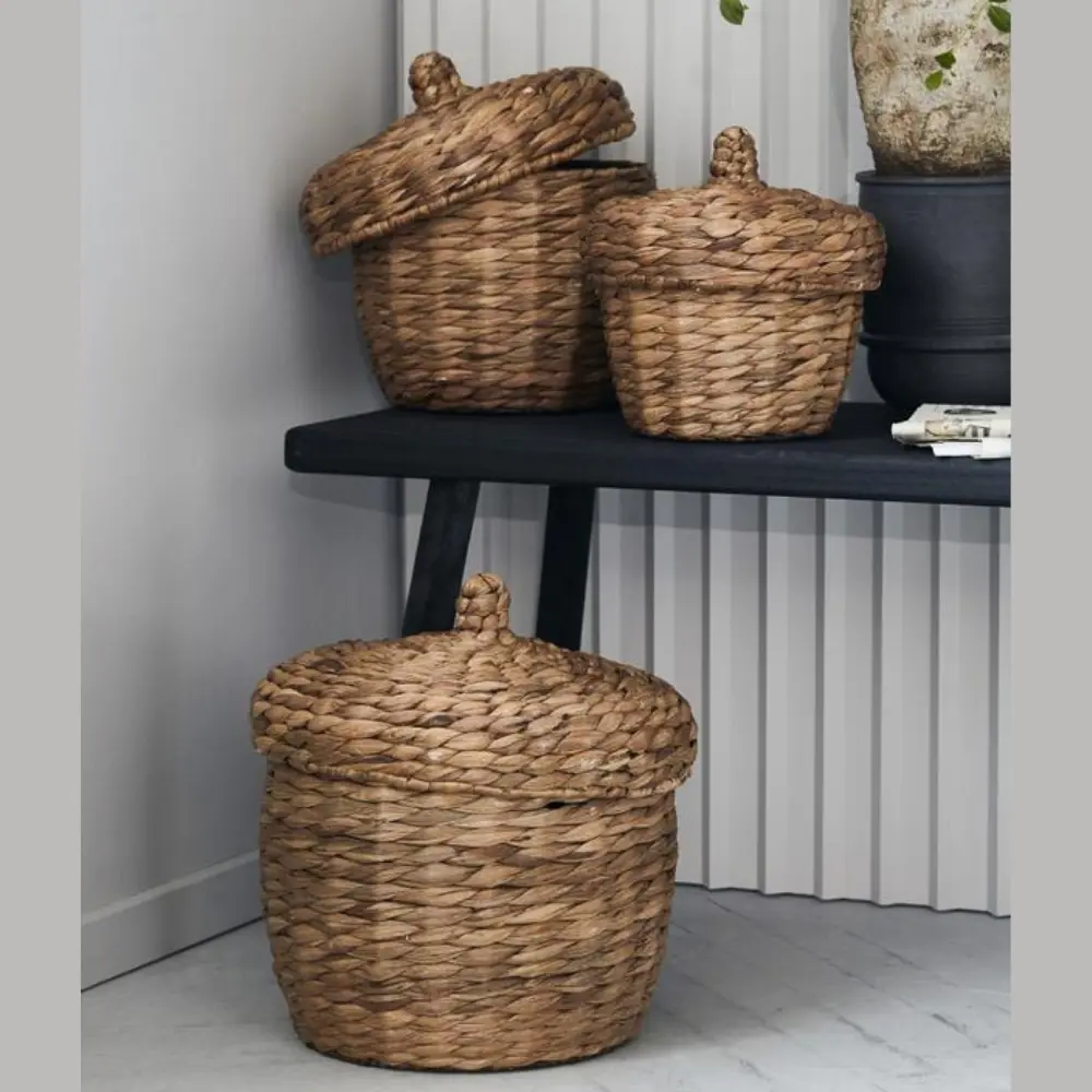 Wholesale Durable Eco-Friendly Water Hyacinth Baskets Handwoven Indoor Outdoor Use Customizable Non-Toxic From Vietnam Design 3