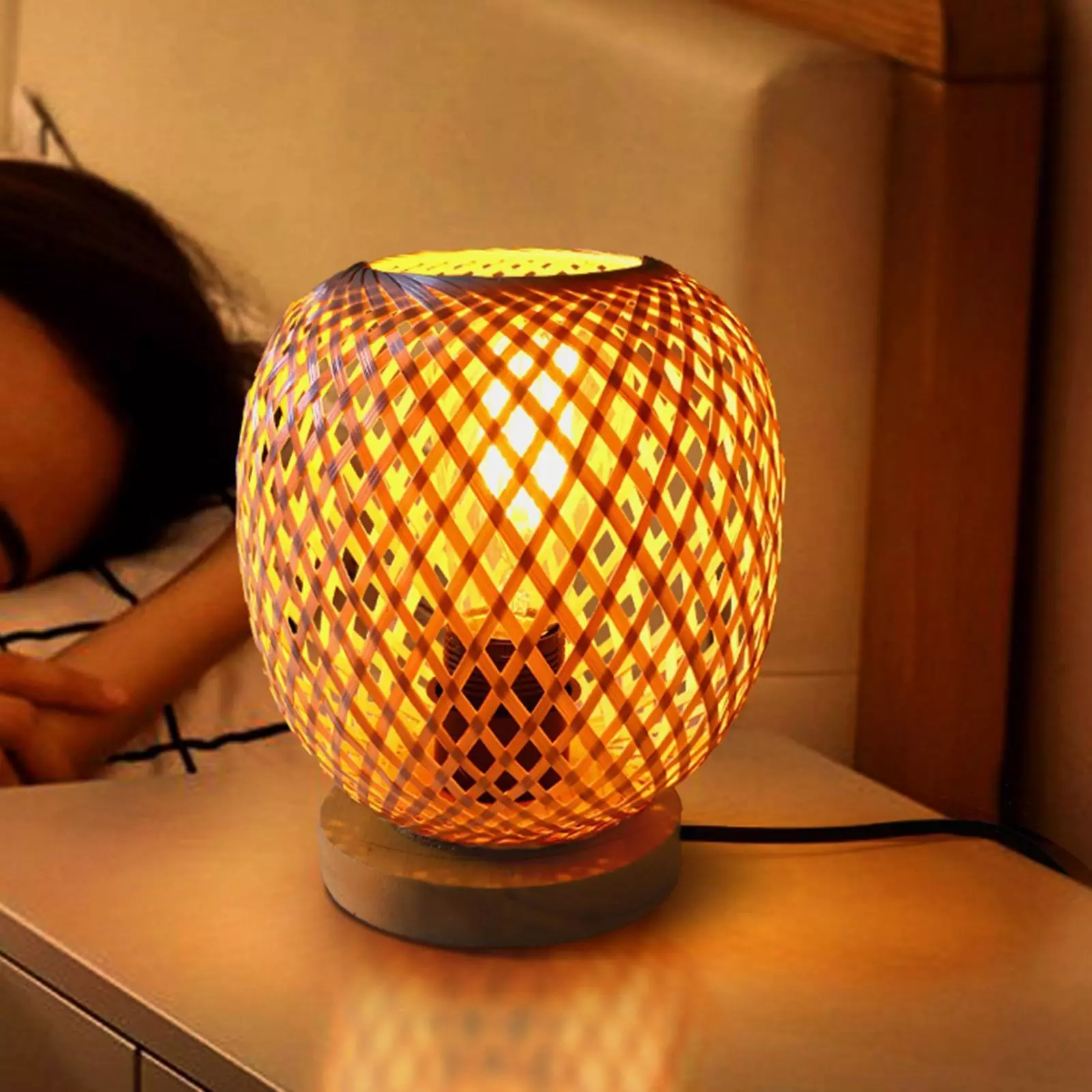 Wicker Table Lamps Rustic Night Light, Lamps made from handmade materials, home decoration accessories, wholesale. 2