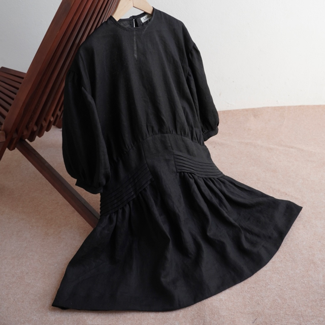 Wholesale Women Dress 2024 Good Price Easy To Wear Mini Linen Dress Baby Doll Dress 100% Linen Packed In Carton Box Vietnam Manufacturer 5