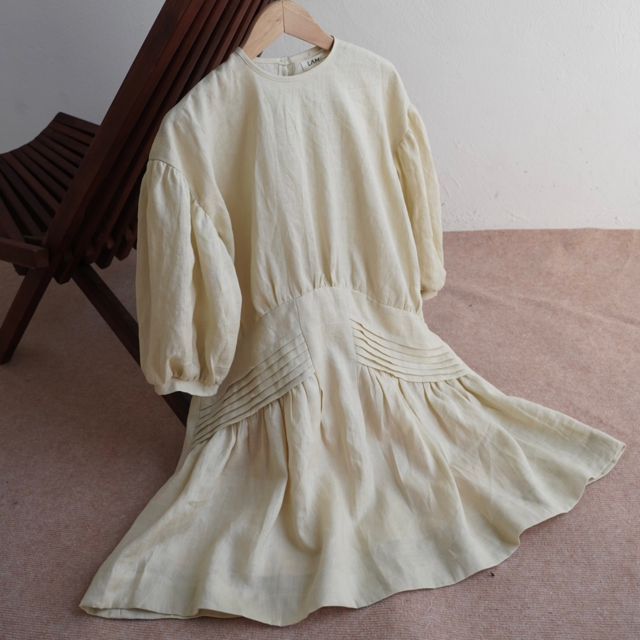 Wholesale Women Dress 2024 Good Price Easy To Wear Mini Linen Dress Baby Doll Dress 100% Linen Packed In Carton Box Vietnam Manufacturer 4