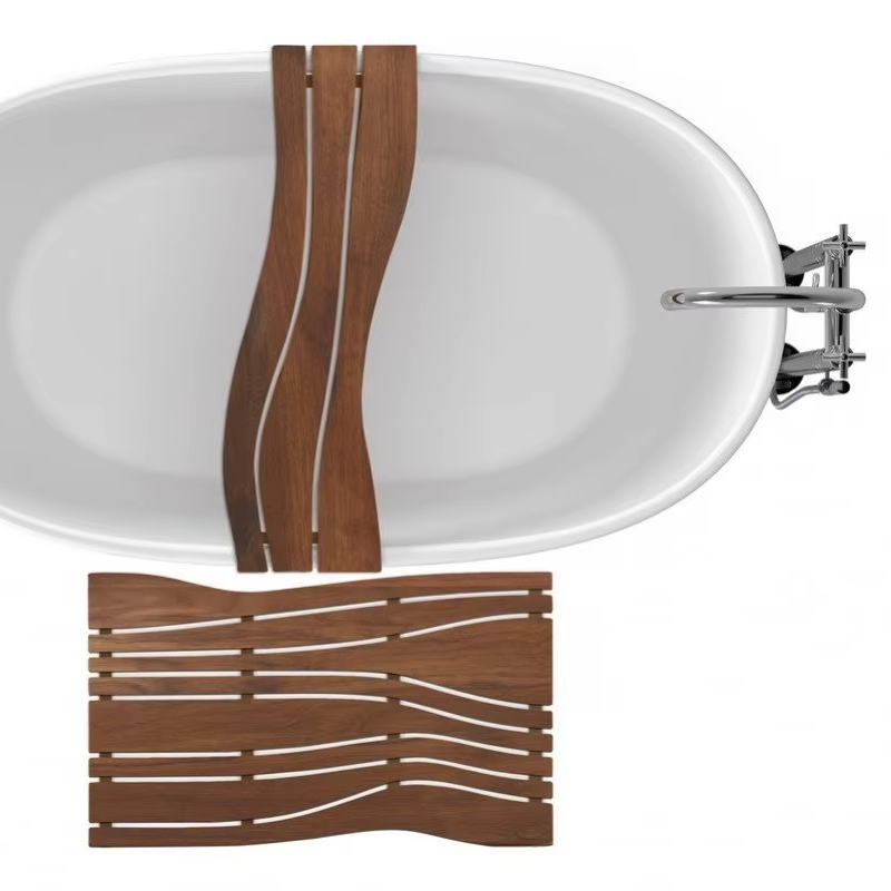Wood Bath Shower Floor Mat, customizable size on request durable aesthetically pleasing and environmentally friendly. 3