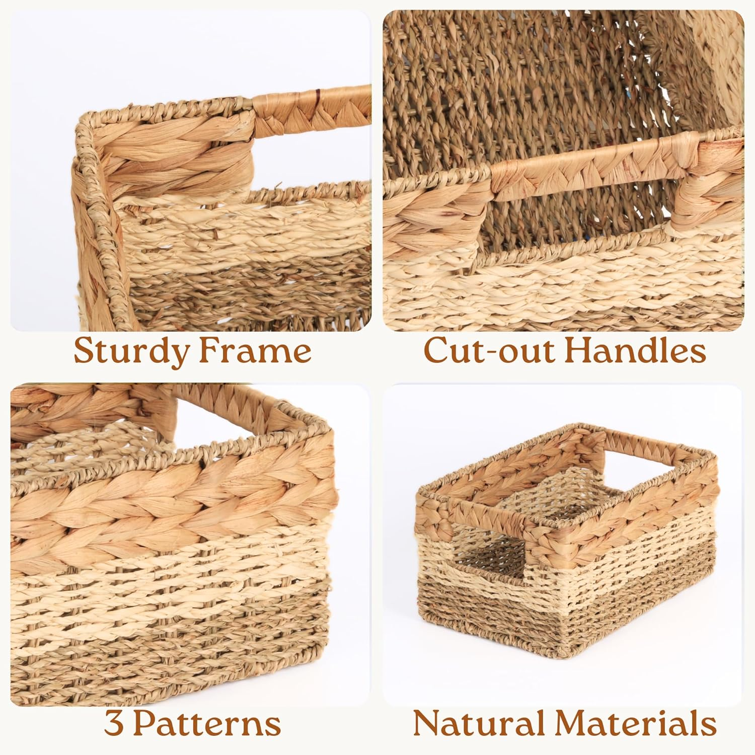 Woven basket made of 3 natural materials, Multi-purpose storage basket home organization accessory highly aesthetic wholesale 2