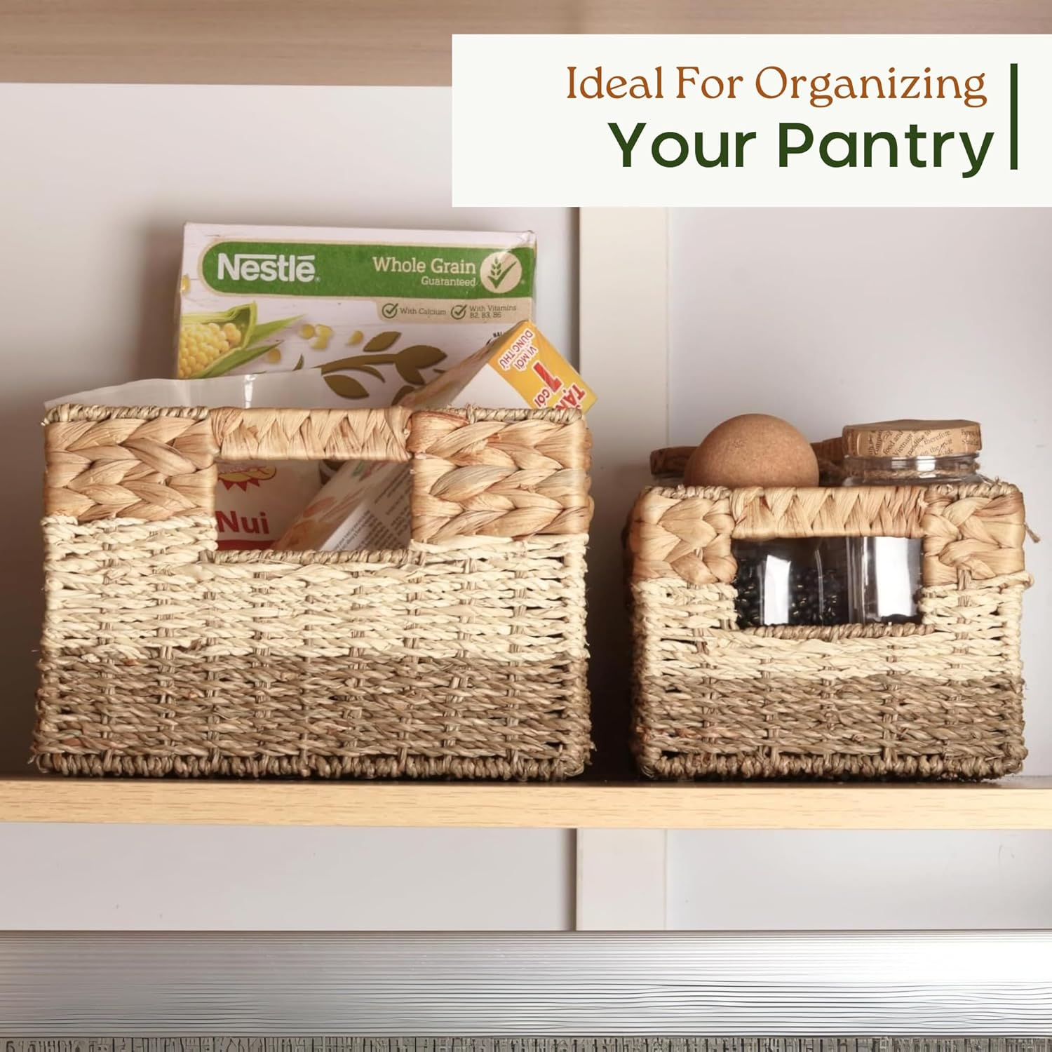 Woven basket made of 3 natural materials, Multi-purpose storage basket home organization accessory highly aesthetic wholesale 6
