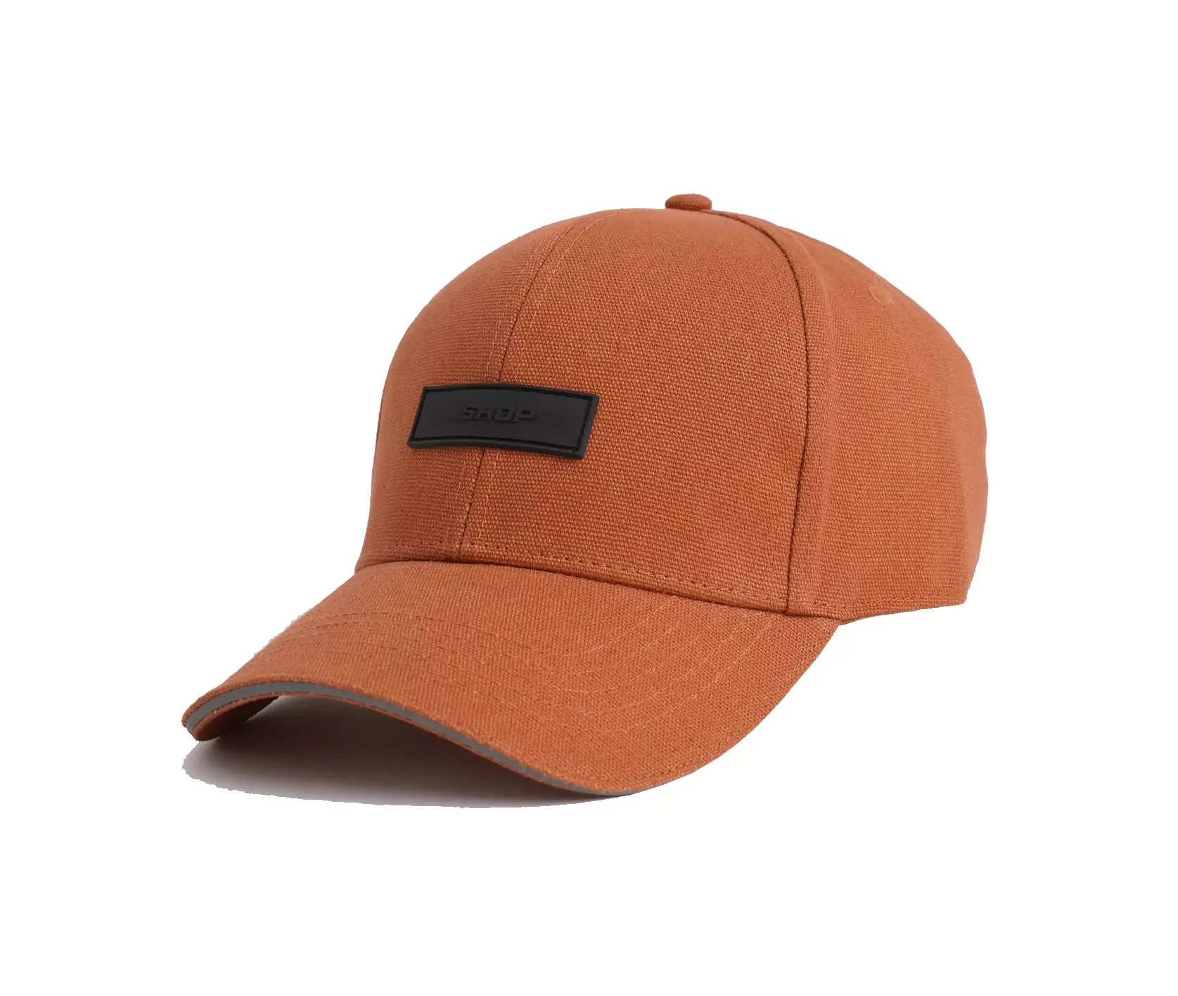 Rubber Logo High Quality 6 Panels Baseball Cap Canvas Material Sports Cap Outdoor Fishing Comfortable Headwear Baseball Cap 3