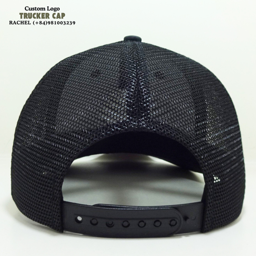 Rubber Logo Patch Camouflage Trucker Hats 6 Panel Gorras Slightly Curved Brim Structured Caps Solid Color Black Messh Snapback 6