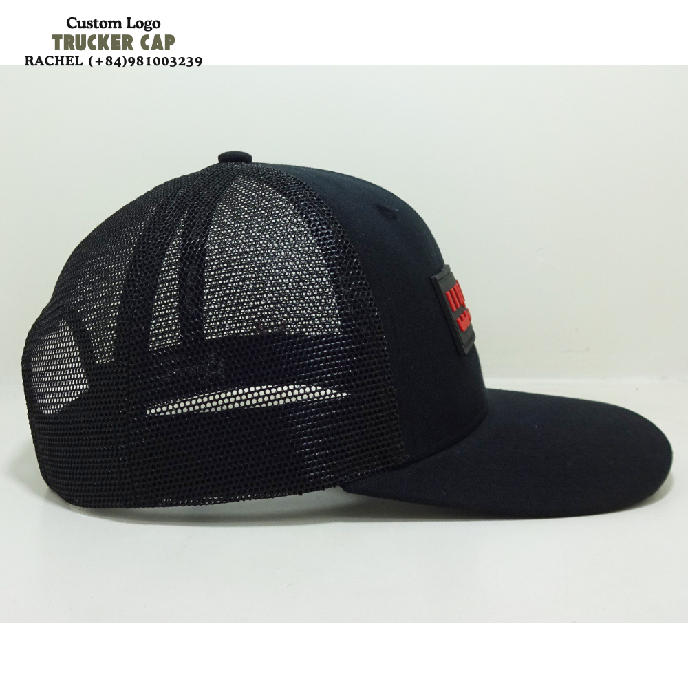 Rubber Logo Patch Trucker Hats 6 Panels Structured Caps Custom Inner Tapes Inside 2D Embroidered Logo Left Solid Color Snapback 5