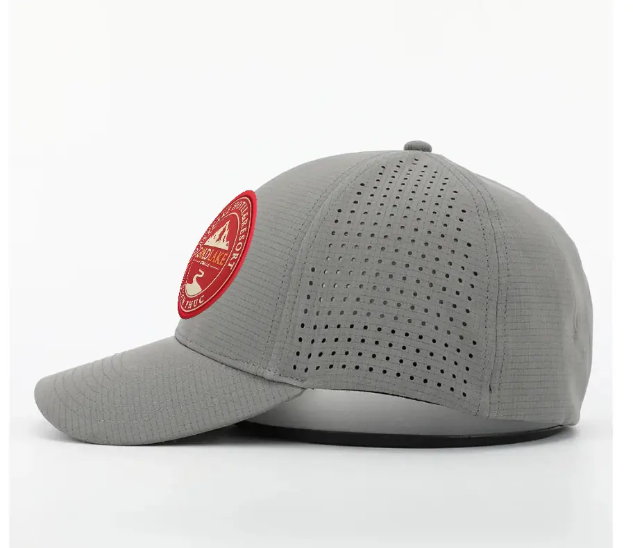 Rubber Patch Logo Golf Caps Fitted Polyester Waterproof Snapback Cap for Man Vietnam Factory Laser Cut Baseball Hat 3