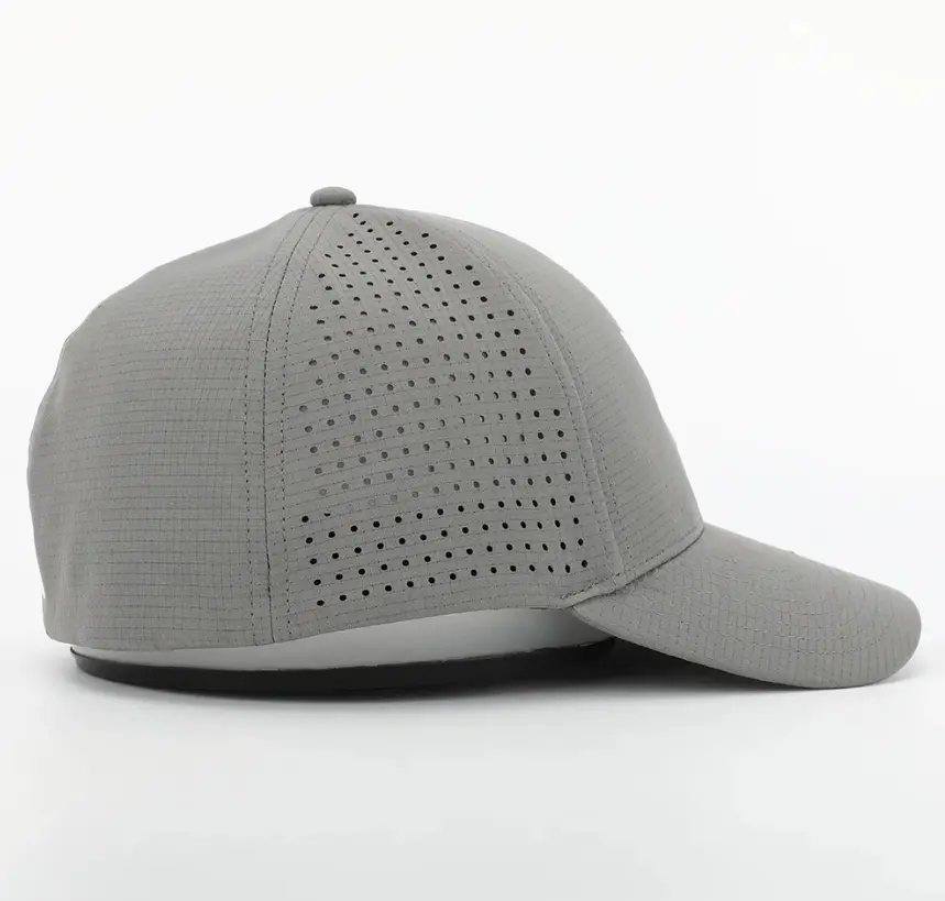 Rubber Patch Logo Golf Caps Fitted Polyester Waterproof Snapback Cap for Man Vietnam Factory Laser Cut Baseball Hat 4