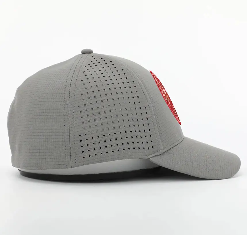 Rubber Patch Logo Golf Caps Fitted Polyester Waterproof Snapback Cap for Man Vietnam Factory Laser Cut Baseball Hat 2