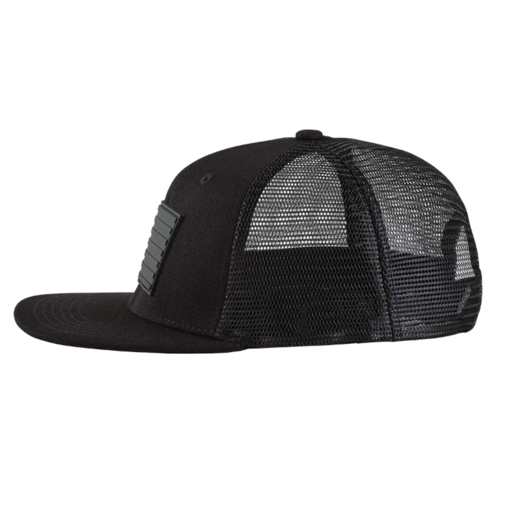 Rubber Silicone Logo Patches Snapback Trucker Hats 6 Panel Gorras Flat Brim Breathable Mesh Adjustable Single Row Buckle Closure 4