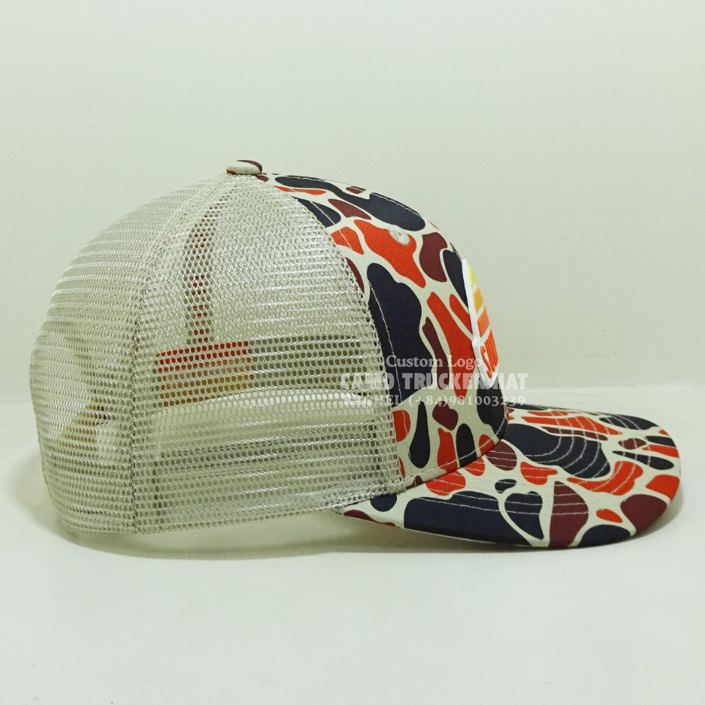 Rubber/Silicone Logo Patches Trucker Hats Camouflage 6 Panel Printed Inner Tapes Slightly Curved Brim For Fishing Hunting Unisex 5