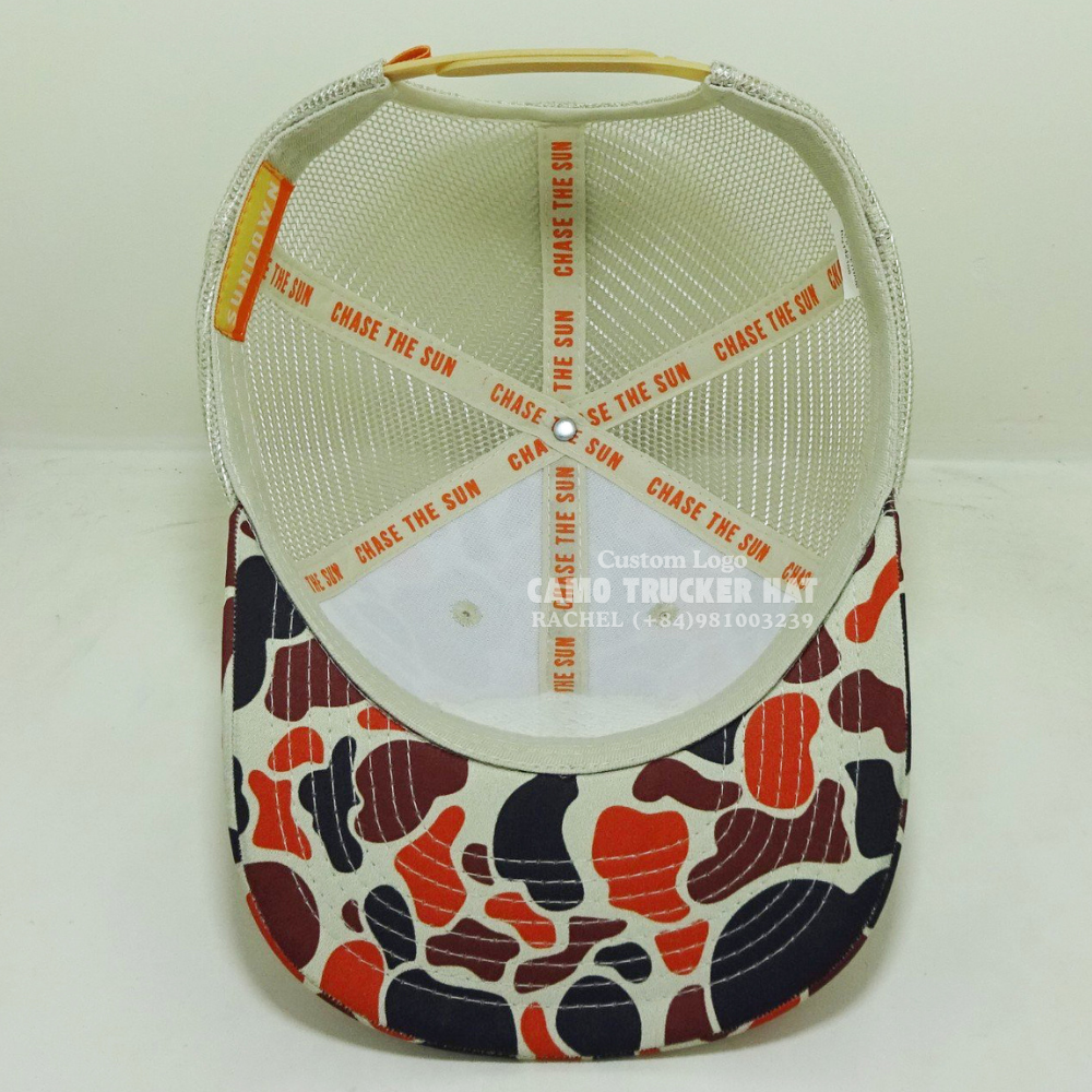 Rubber/Silicone Logo Patches Trucker Hats Camouflage 6 Panel Printed Inner Tapes Slightly Curved Brim For Fishing Hunting Unisex 6