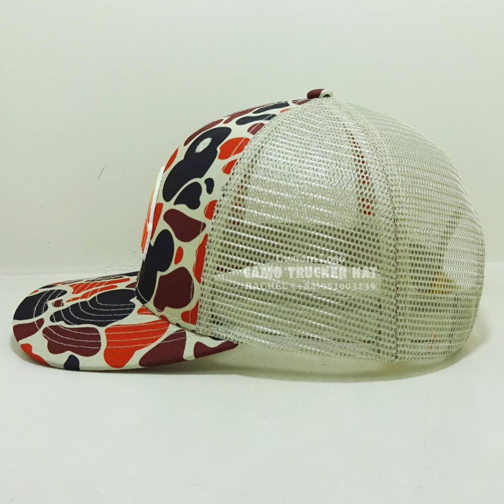 Rubber/Silicone Logo Patches Trucker Hats Camouflage 6 Panel Printed Inner Tapes Slightly Curved Brim For Fishing Hunting Unisex 4