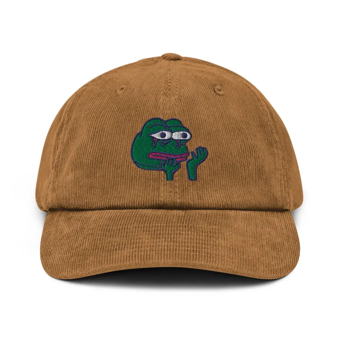 Sad Frog Pepe Frog in Various Colours 6-Panel High Quality Low Profile Velvet Fabric Baseball Cap From Vietnam Supplier