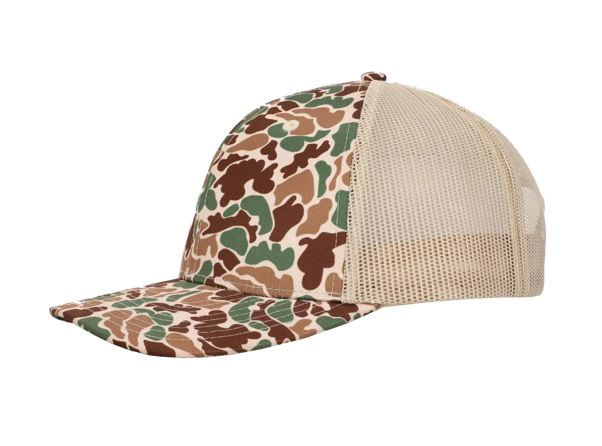Sand-Camo Sports Cap Custom Logo Wholesale Products Trucker Hat 6-Panel Curved Brim High Quality Promotional Hat Trucker Hat 4
