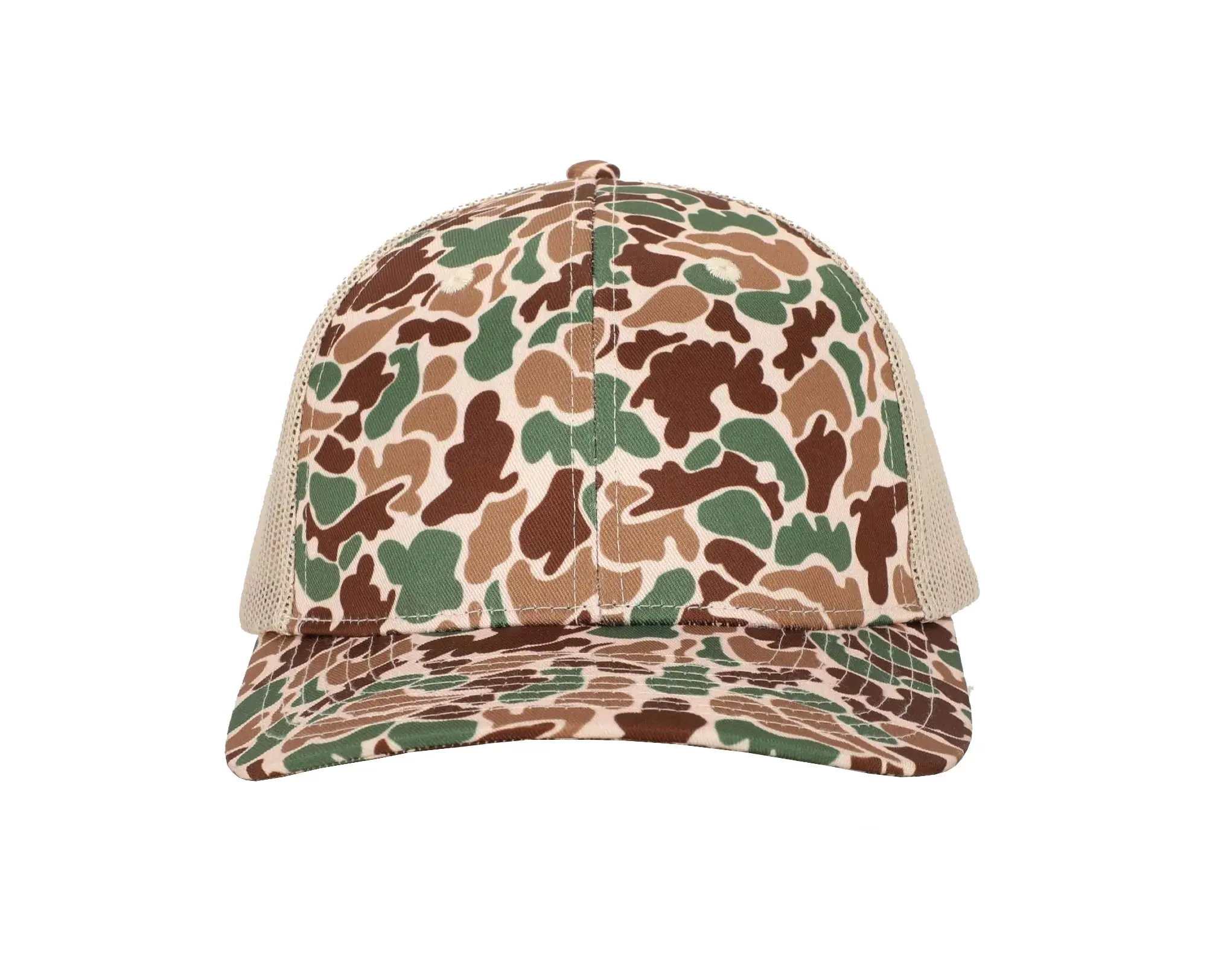 Sand-Camo Sports Cap Custom Logo Wholesale Products Trucker Hat 6-Panel Curved Brim High Quality Promotional Hat Trucker Hat 1