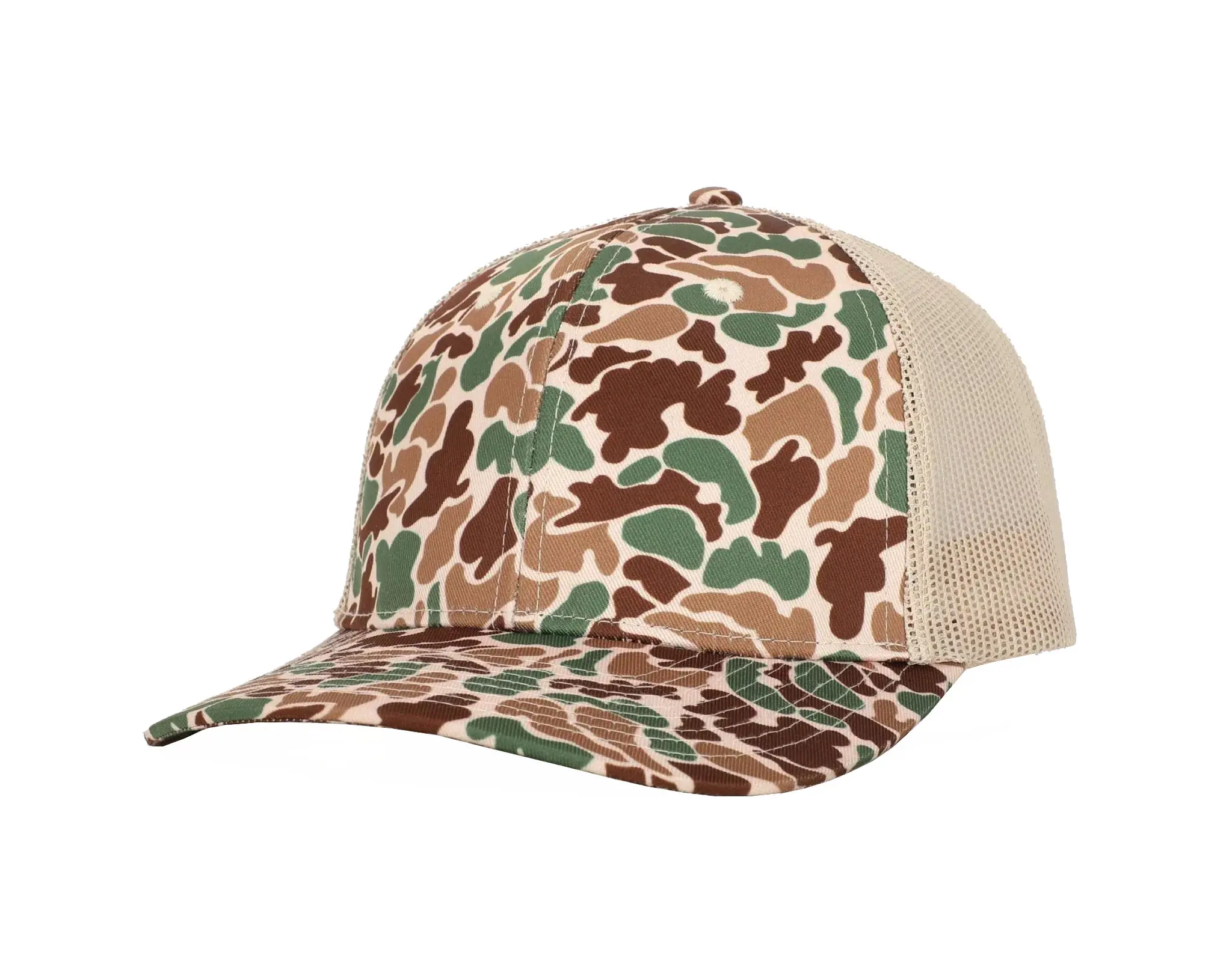 Sand-Camo Sports Cap Custom Logo Wholesale Products Trucker Hat 6-Panel Curved Brim High Quality Promotional Hat Trucker Hat 2