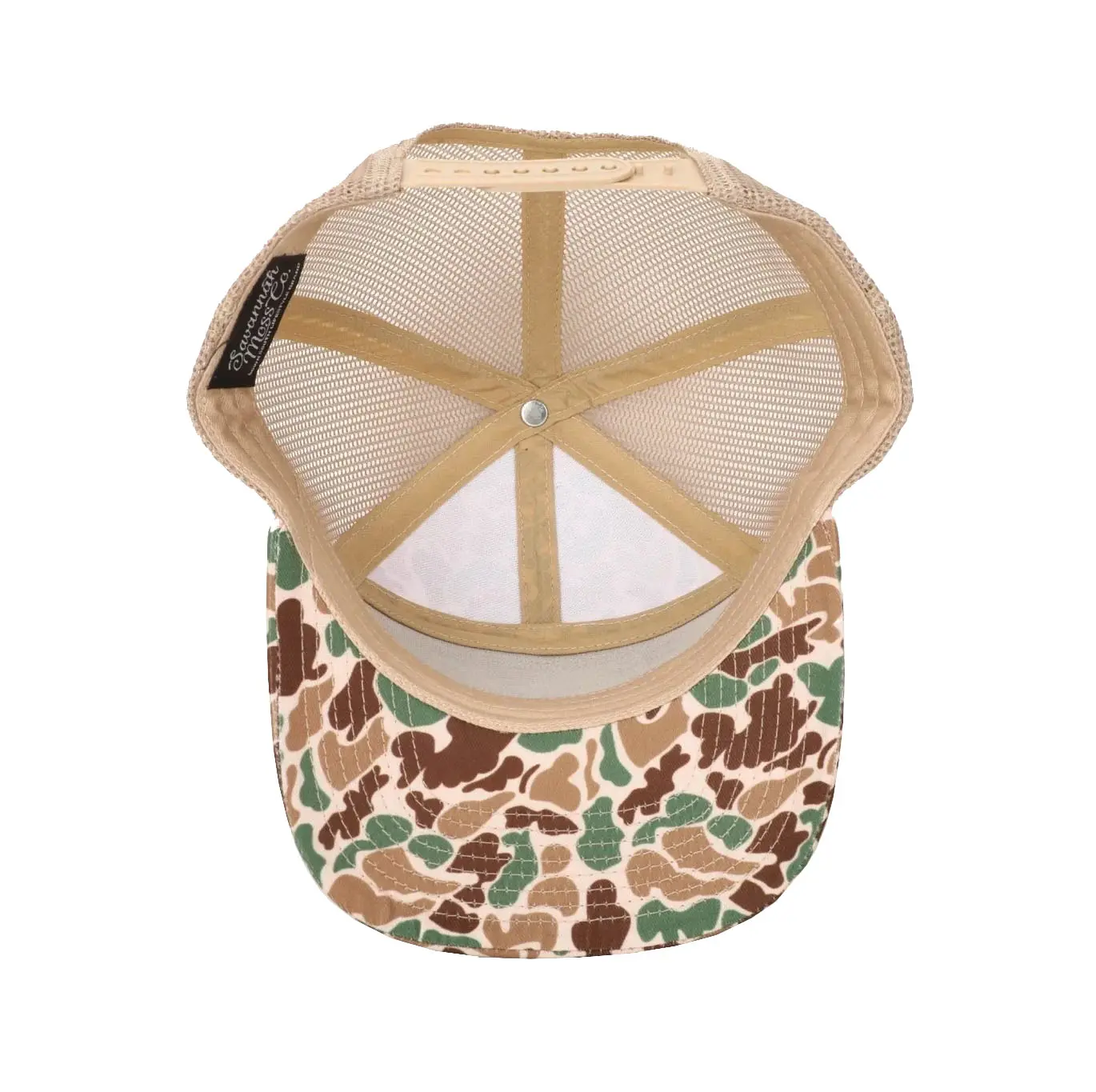 Sandy Tan/ Camo 7 Panels Custom Logo Wholesale Products Trucker Hat High Quality Sports Cap Dad Hat Adjustable Size Trucker Hat 5