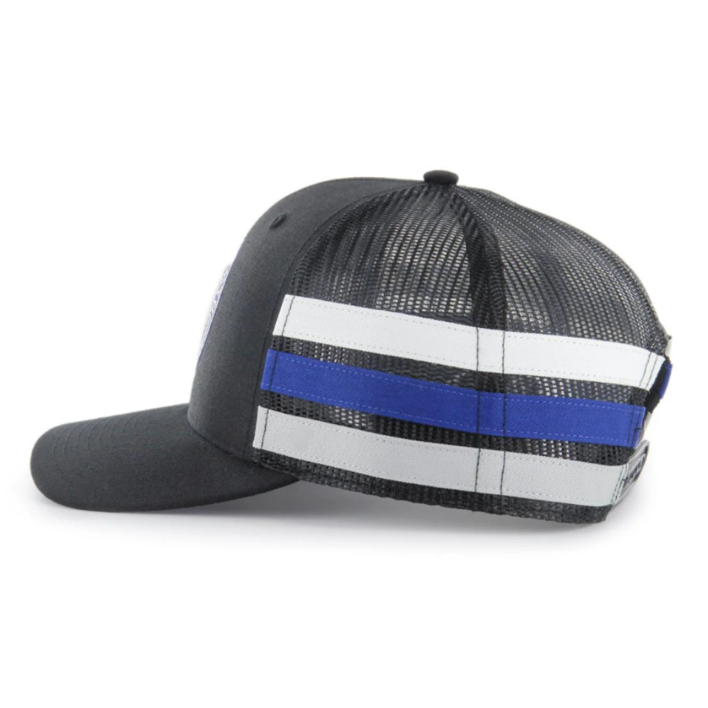 Side Stripes Trucker Caps Embroidered Logo Patches Black/White and Blue/Green Snapback Closure Plastic Single Row Buckle Unisex 3
