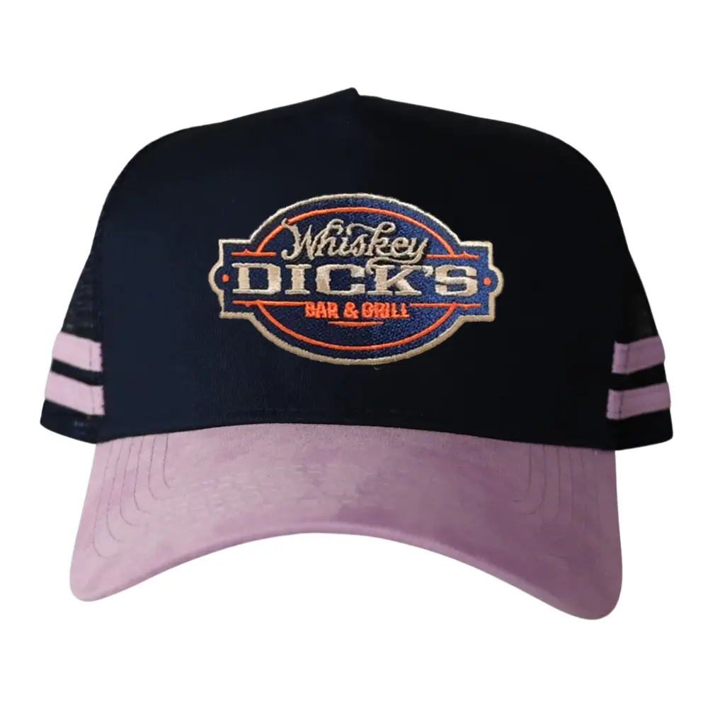 Side Stripes Trucker Hat 5 Panel Embroidery Logo Patch Beige/Pink Black Snapback Single Row Buckle Australian Styles Unisex OEM 5