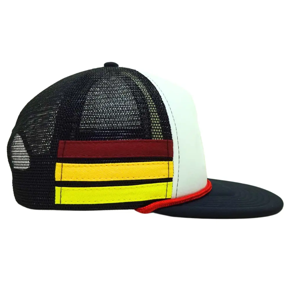 Side Stripes Trucker Hats Australia Caps Gorras 5 Panel Embroidery/Woven Patches Rope on Brim Contrast Color Printed Inner Tapes 5