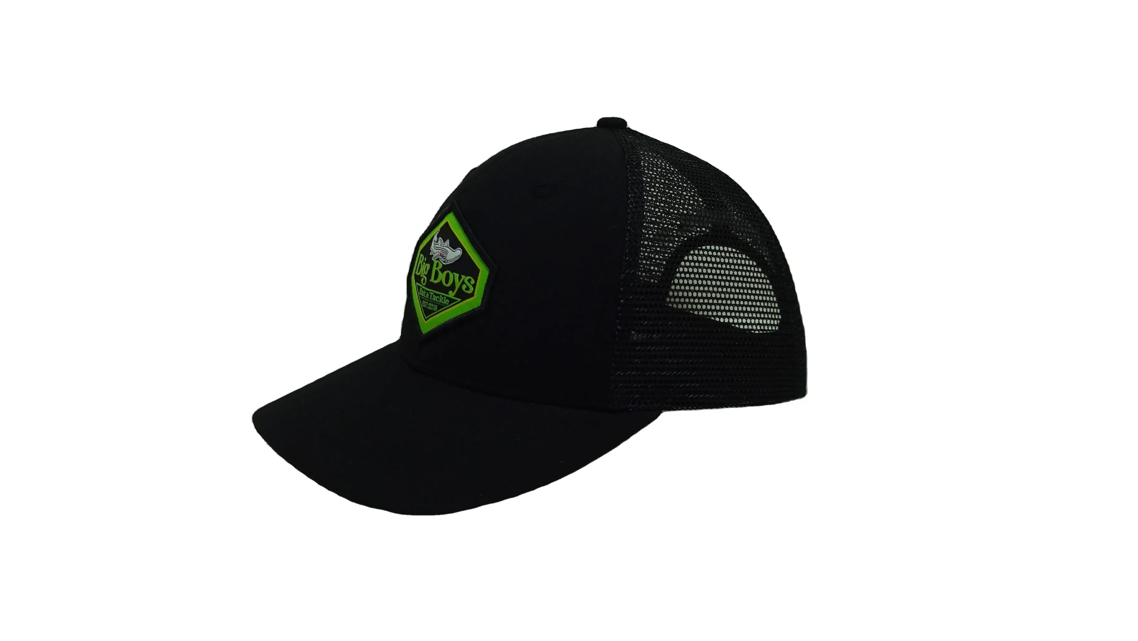 Slight Curvel Brim Trucker Hats Black Gorras Snapback Hats Embroidery Patch Logo Made in a Vietnam Factory Trucker Hat 4