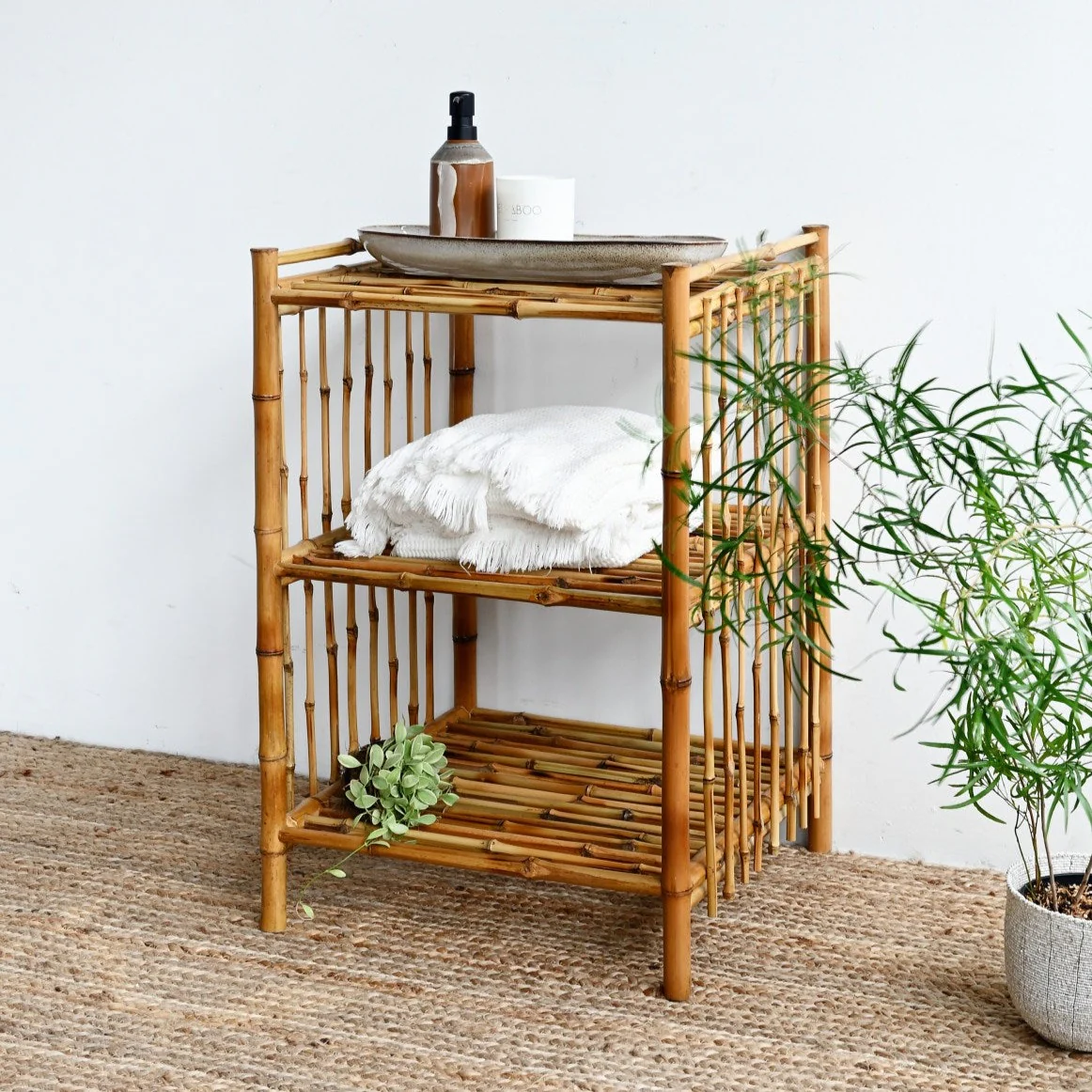 Small Bungalow Bamboo Shelf Made In Vietnam Eco-friendly material used for Home decoration shelf  Wholesale 4