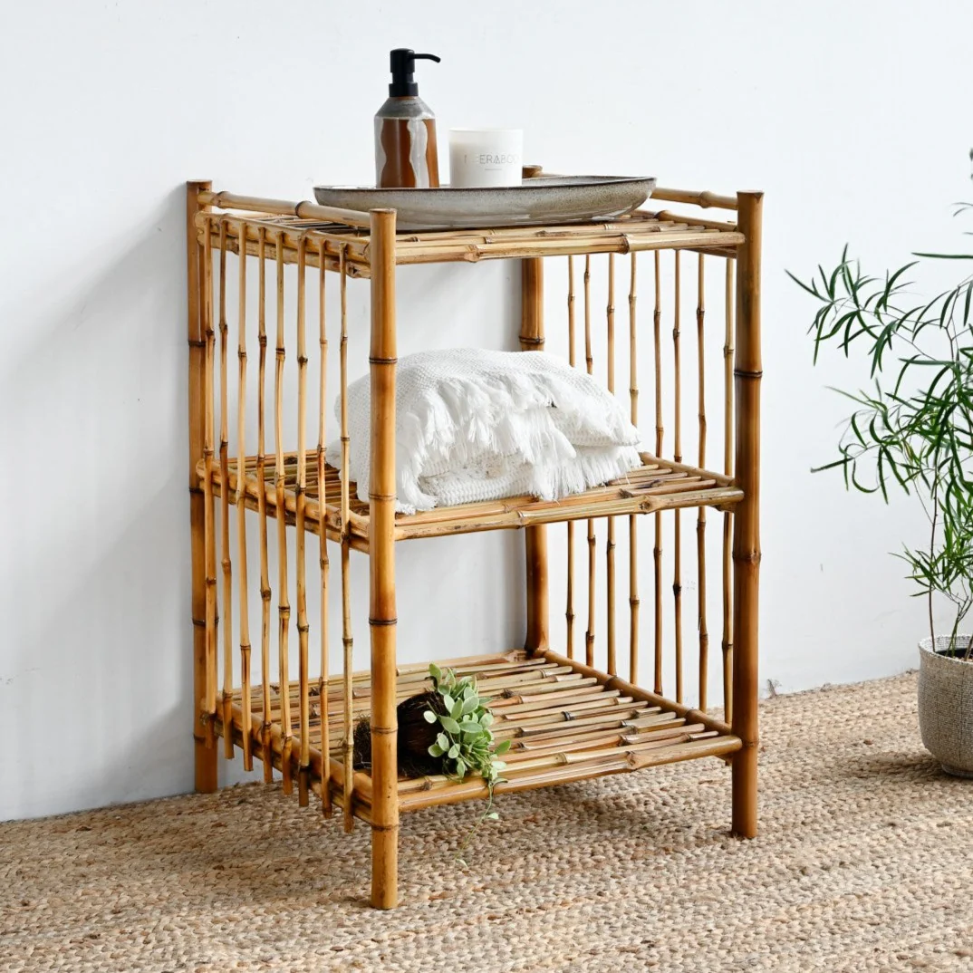 Small Bungalow Bamboo Shelf Made In Vietnam Eco-friendly material used for Home decoration shelf  Wholesale 6