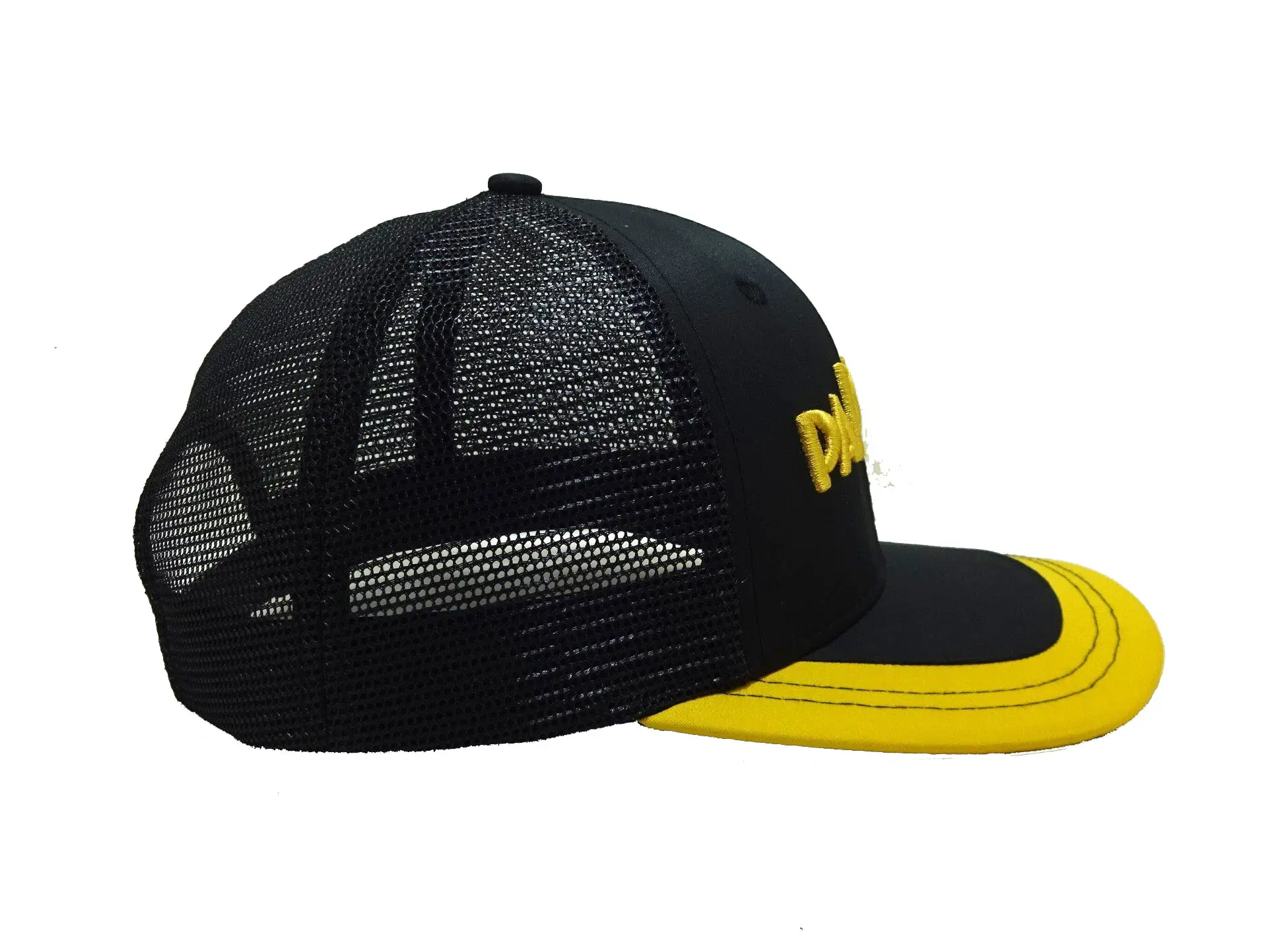 Small MOQ Wholesale Trucker Hat High Quality 3D Embroidery Black/Yellow Color Polyester Fabric Snapback Cap in Vietnam Factory 4