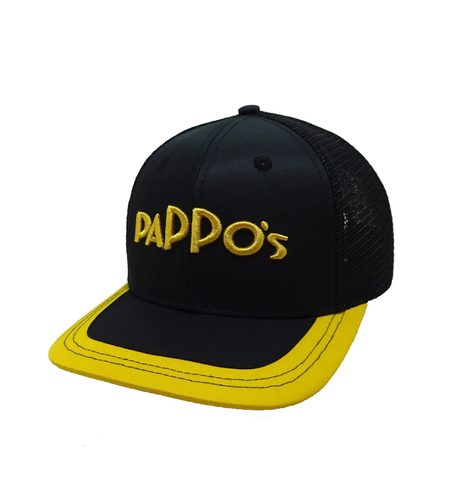 Small MOQ Wholesale Trucker Hat High Quality 3D Embroidery Black/Yellow Color Polyester Fabric Snapback Cap in Vietnam Factory 1