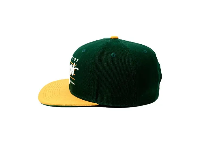 Snapback Cap Daily Used for Men 6-Panel 3D Embroidery Flat Brim High Quality Green Color Medium Profile Cotton/Polyester Fabric 3