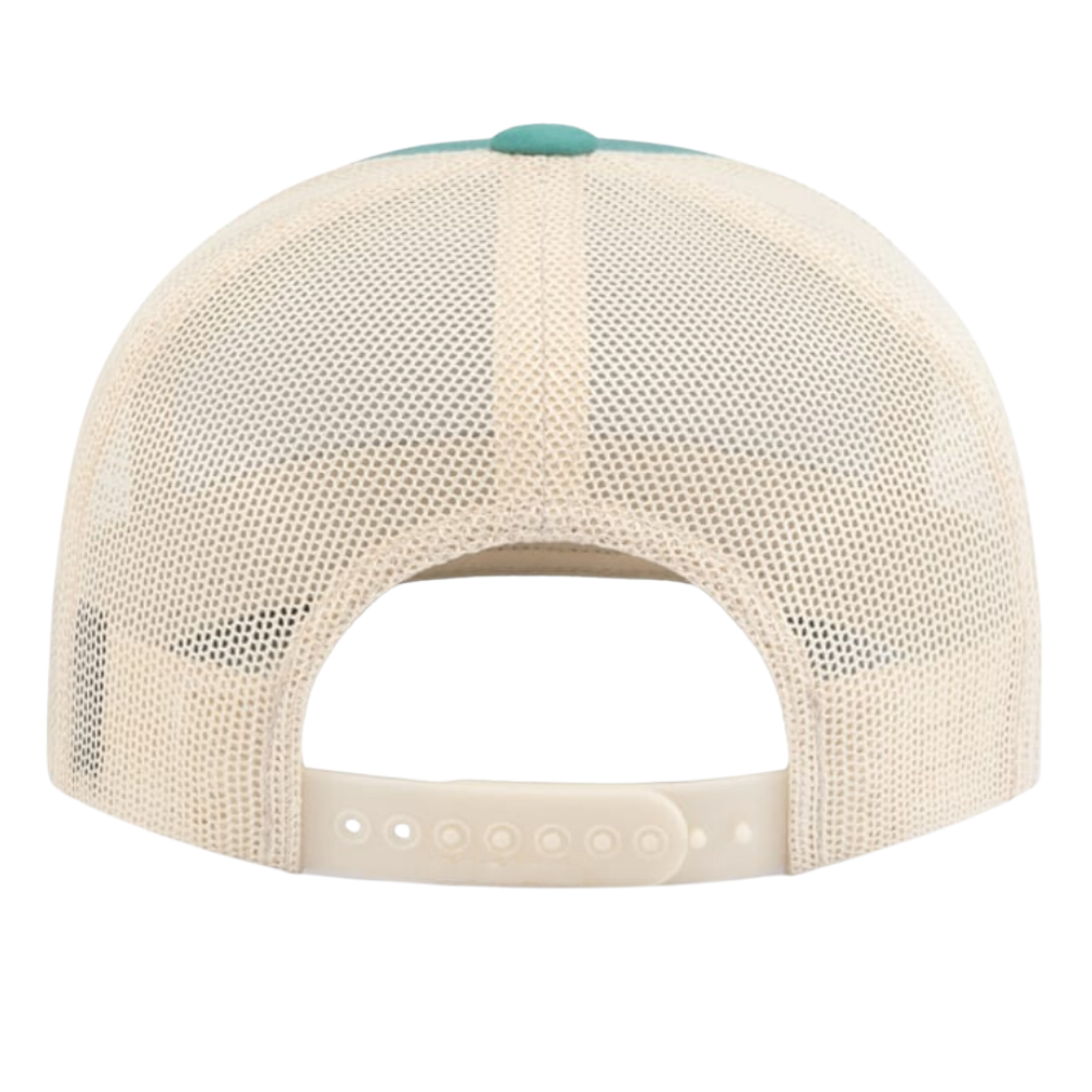 Snapback Trucker Hat 6 Panel Gorras Flat Brim Structured Cap Turquoise/White Mesh Breathable Adjustable Single Row Buckle Unisex 6