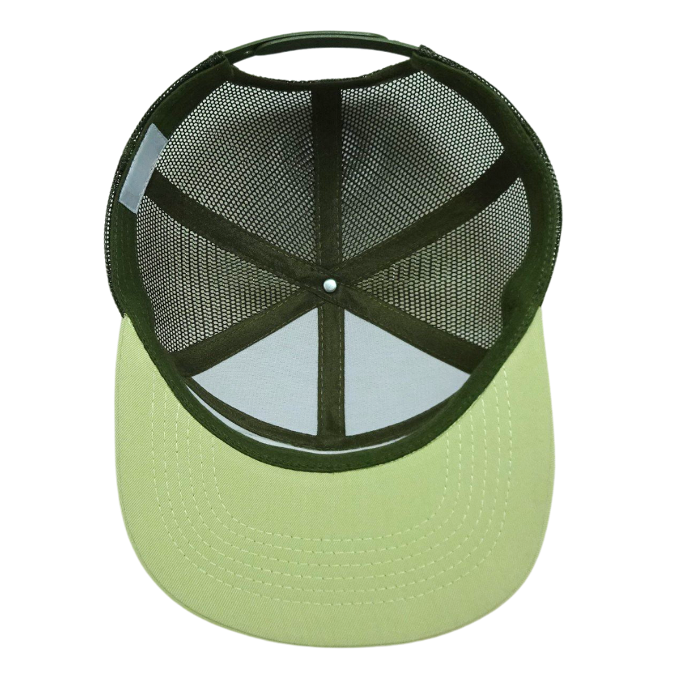 Snapback Trucker Hat 7 Panel Gorras Woven Patch Flat Brim Structured Green/Black Mesh Breathable Inner Layer Label On Sweatband 6