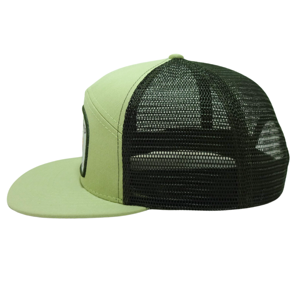 Snapback Trucker Hat 7 Panel Gorras Woven Patch Flat Brim Structured Green/Black Mesh Breathable Inner Layer Label On Sweatband 4