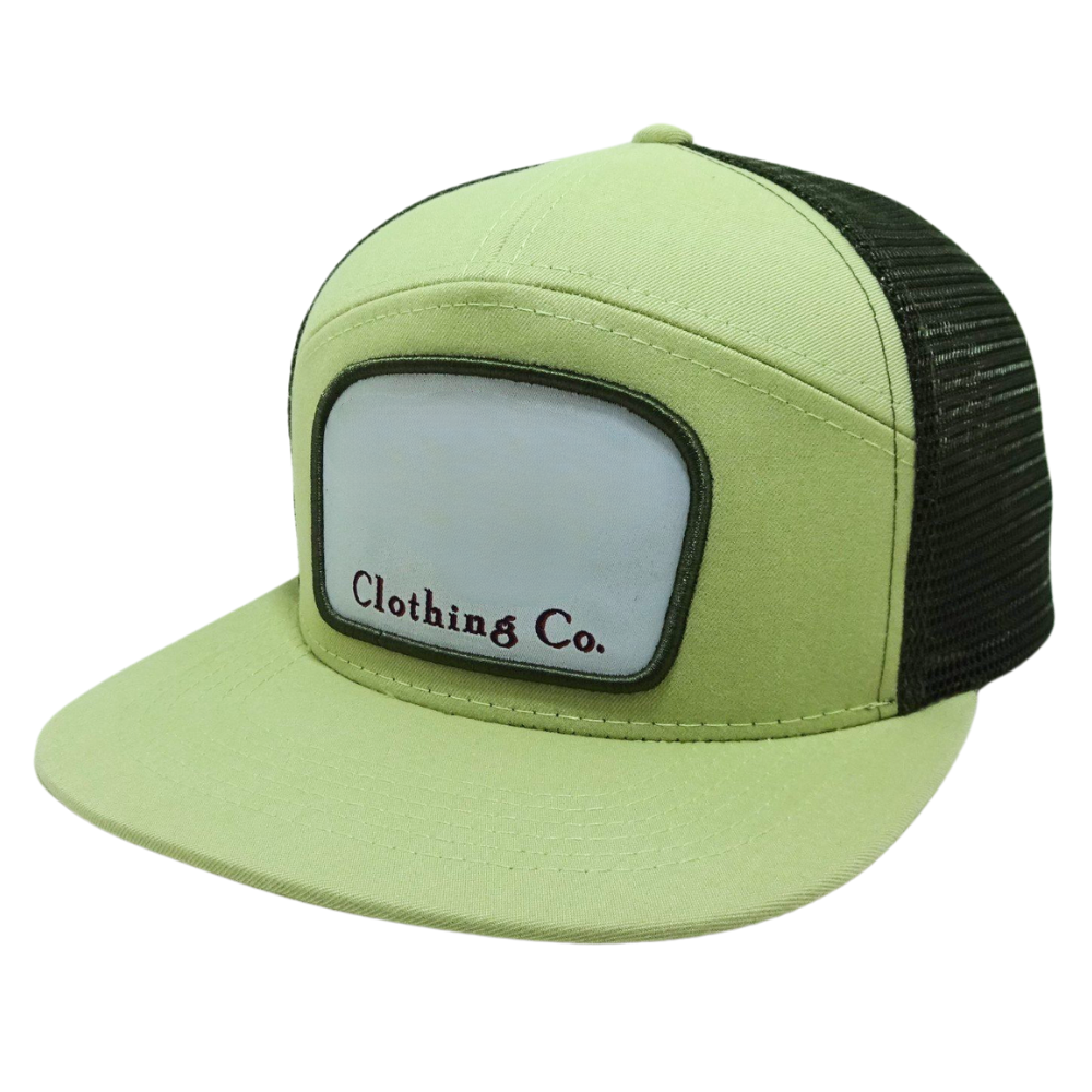 Snapback Trucker Hat 7 Panel Gorras Woven Patch Flat Brim Structured Green/Black Mesh Breathable Inner Layer Label On Sweatband 3
