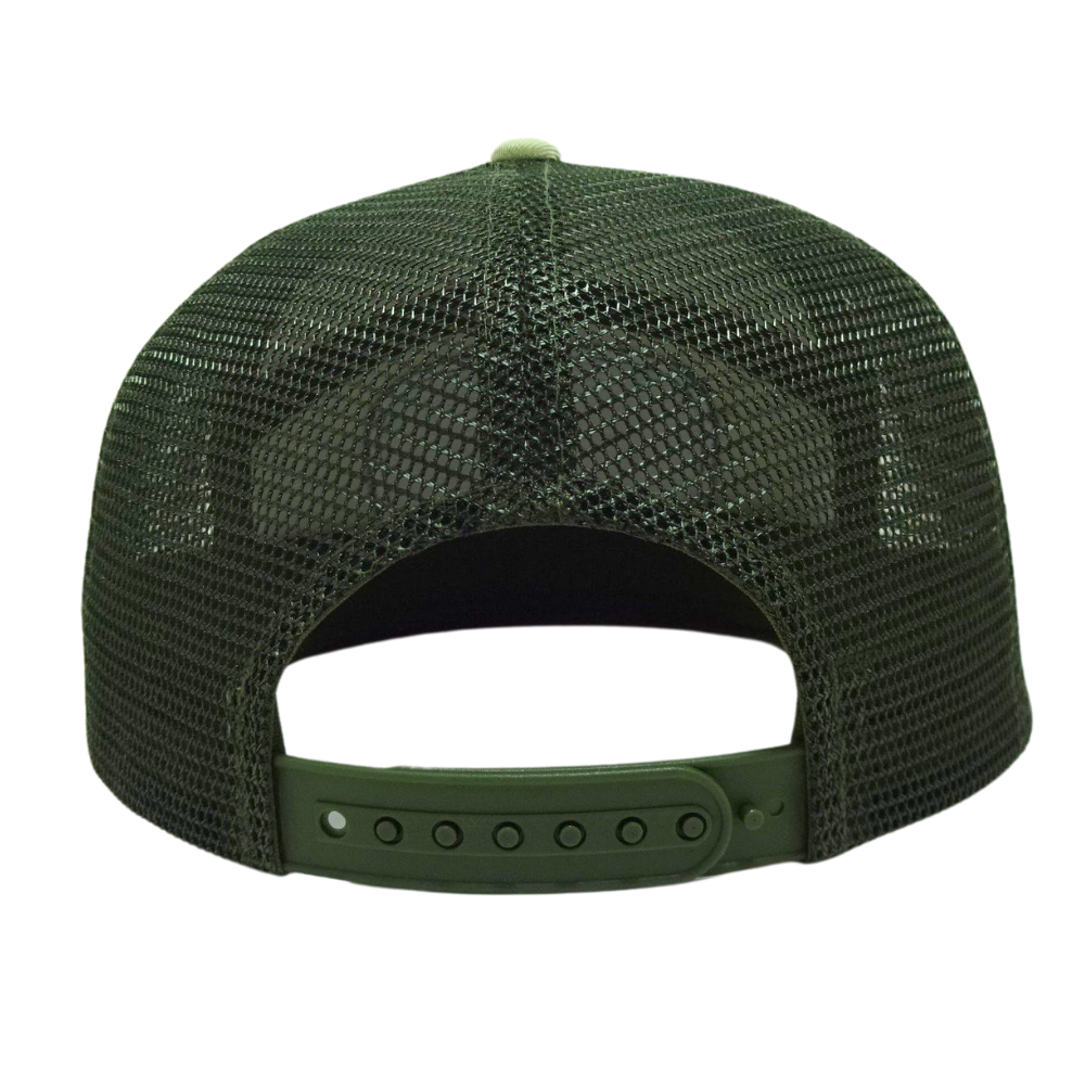Snapback Trucker Hat 7 Panel Gorras Woven Patch Flat Brim Structured Green/Black Mesh Breathable Inner Layer Label On Sweatband 7